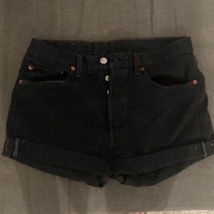 Levi’s Black Denim Cuffed Shorts